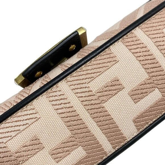 Auth FENDI Mamma Baguette/Zucca Pattern 8BR600 Pink Beige Black Jacquard Leather - Picture 9 of 16